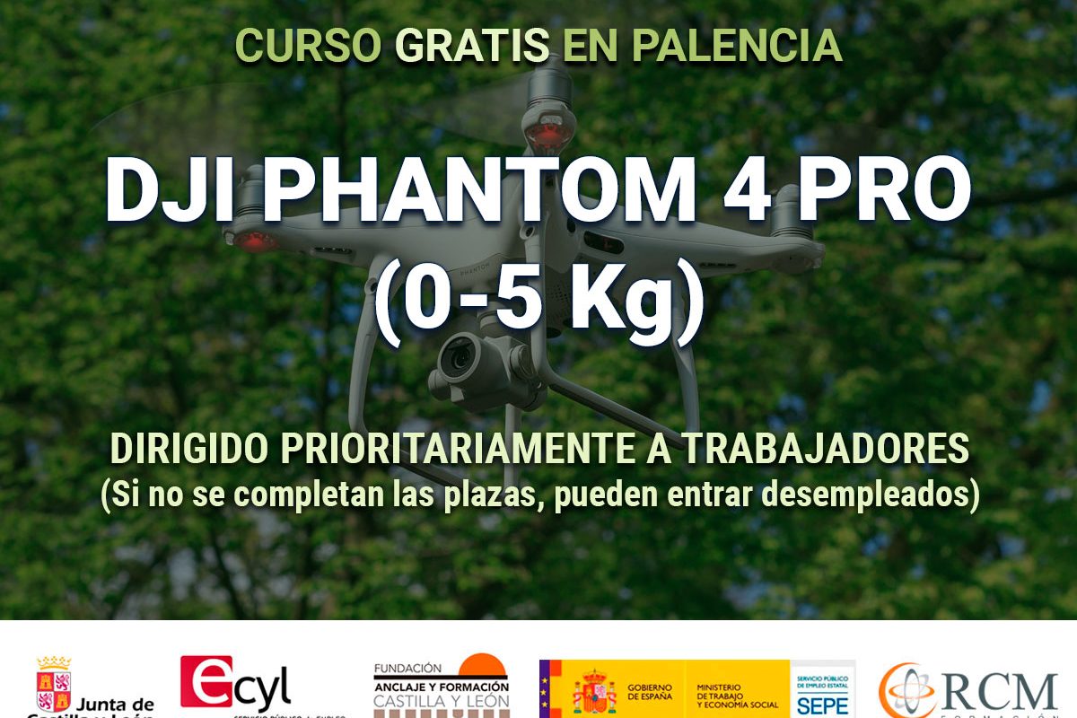 Curso gratis en Palencia de DJI PHANTOM 4 PRO (0-5 Kg)