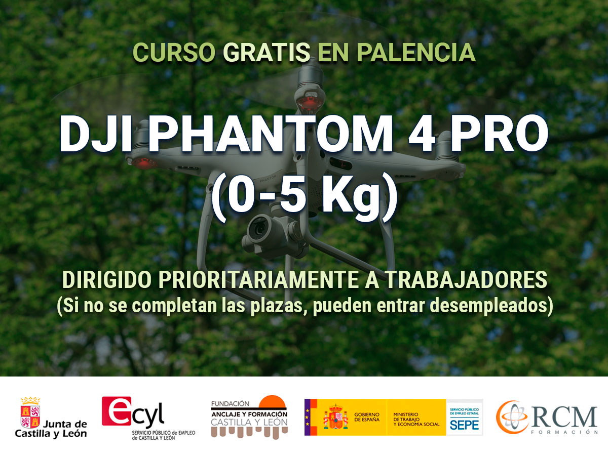 Curso gratis en Palencia de DJI PHANTOM 4 PRO (0-5 Kg)