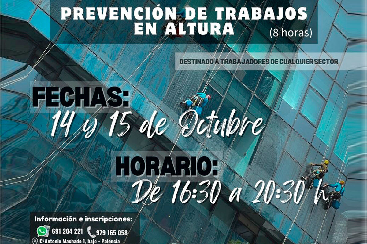 Curso gratis en Palencia de prevención de trabajos en altura